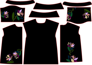 黑色花卉图案服装套装