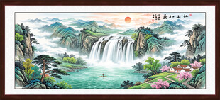 青绿山水国画装饰画