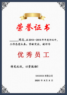 优秀员工荣誉证书展示