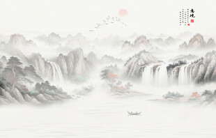 国画水墨山水风景画