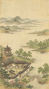 宋氏美学山水背景装饰墙纸挂画