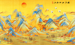 中式古风古典山水画背景