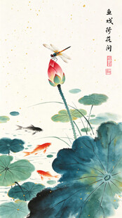水墨荷花玄关装饰画
