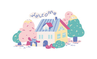 马卡龙矢量卡通小屋