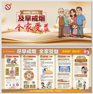 尽早戒烟全家受益无烟日展板