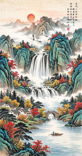 旭日东升国画