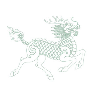 传统麒麟图案线稿矢量图中国风