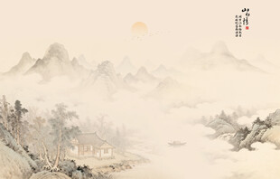 中式古风古典山水画背景