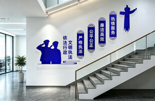 依法行政文明执法楼梯文化墙