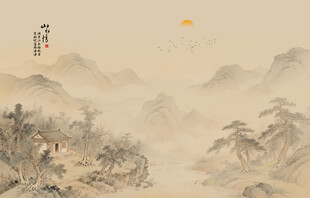 新中式山水背景墙