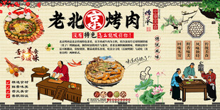 老北京烤肉背景墙
