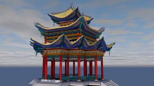 中式多层飞檐古建筑模型