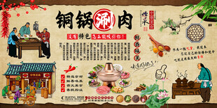 铜锅涮肉背景墙