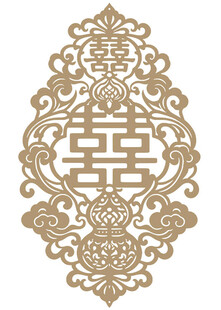 中式传统金色双喜花纹图案