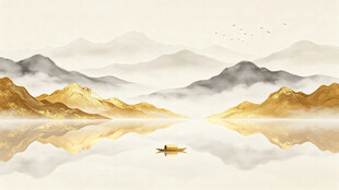 金色山水画