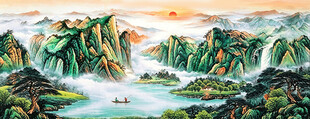 聚宝盆水墨画 