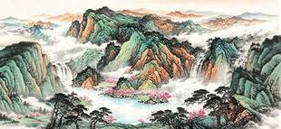 聚宝盆水墨画