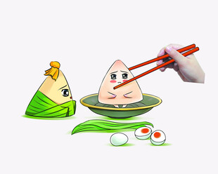 手绘卡通粽子素材