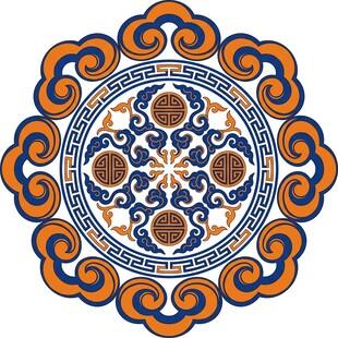 传统中式圆形花纹图案