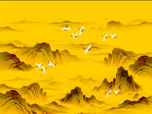 仙鹤 风景画