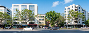 城市街道旁的现代建筑景观