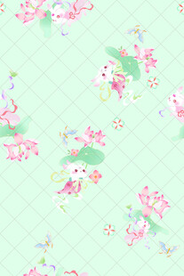 清新粉色花朵无缝背景图