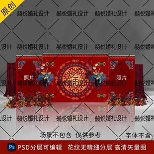 藏族婚礼大屏照片墙背景设计