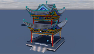 中式双层古建亭阁