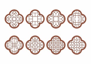 中式花纹 梅花窗花格 镂空隔断