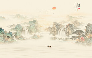 古风山水画背景图