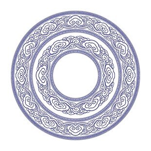 中式传统青花瓷祥云环形纹样