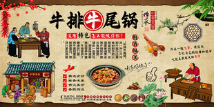 牛排牛尾锅背景墙