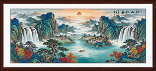 青绿山水国画装饰画