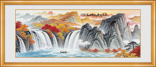 流水生财山水国画