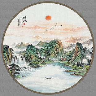 圆形山水画