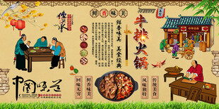 牛排火锅背景墙