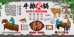 牛排火锅背景墙