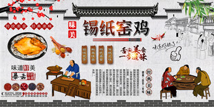 锡纸窑鸡背景墙
