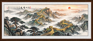 迎客松长城风景画靠山图