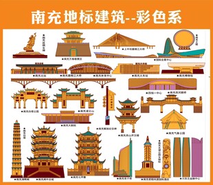 南充地标建筑彩色合集