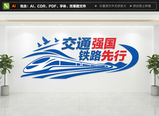 交通强国铁路先行文化墙