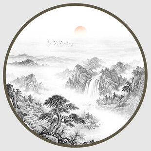 水墨迎客松