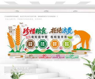 珍惜粮食拒绝浪费饭堂文化墙