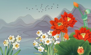 荷花国画手绘荷花