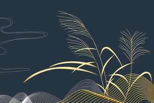 国潮芦苇线条背景墙
