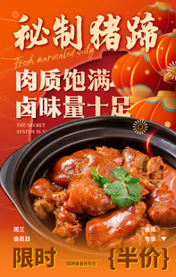 秘制猪蹄美食酱香肘子餐饮灯箱片