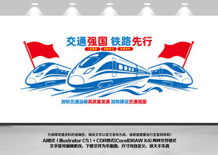 交通强国铁路先行党建文化墙