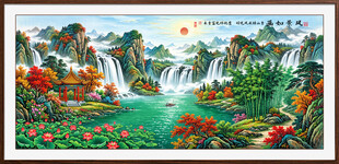 流水生财山水画