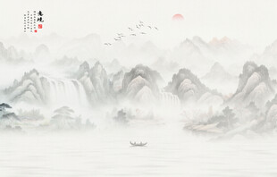 中式山水画背景