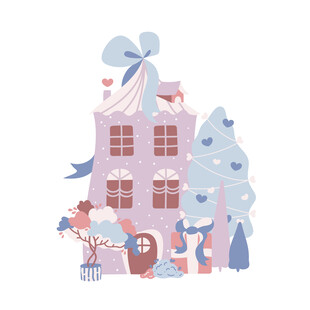 冬日童话小屋插画
